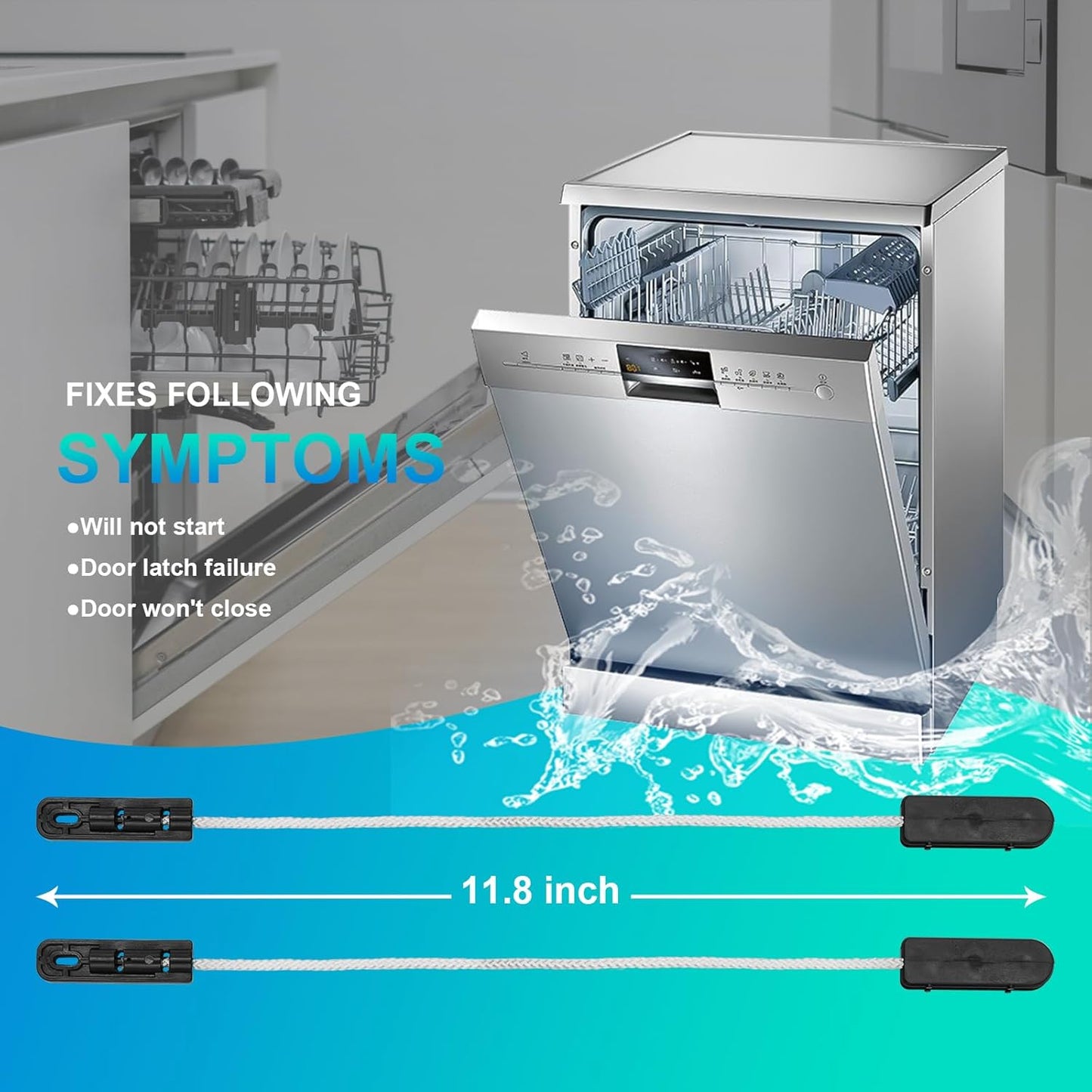 (2 Pack) 4933DD3001B Dishwasher Door Hinge Cable