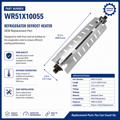 WR51X10055 Refrigerator Defrost Heater for GE AP3183311, PS303781