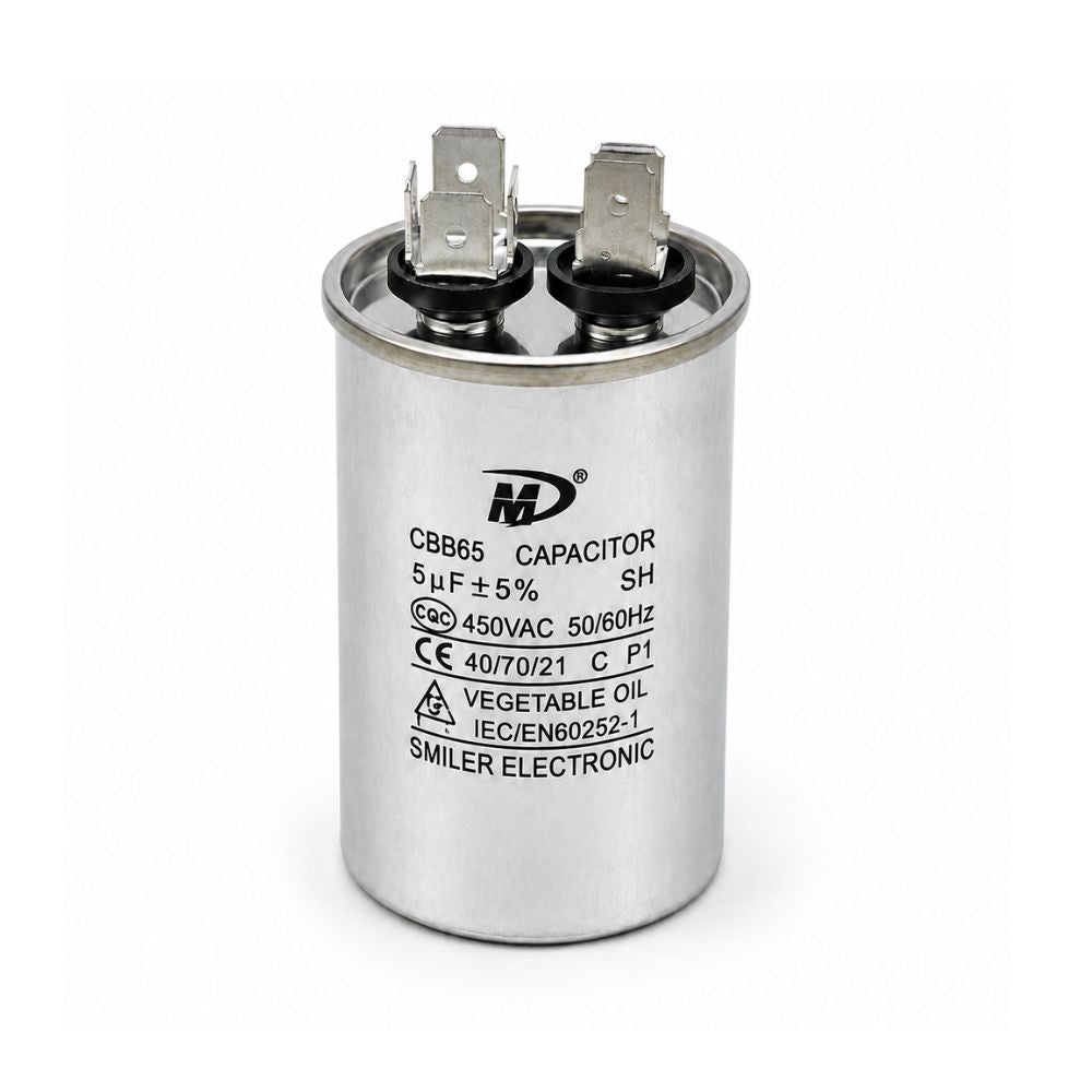 XPC5-450R 5 uF Round Run / Start Capacitor | CBB65 5 uF (MFD) 450 Volts  Parts-O-Matic
