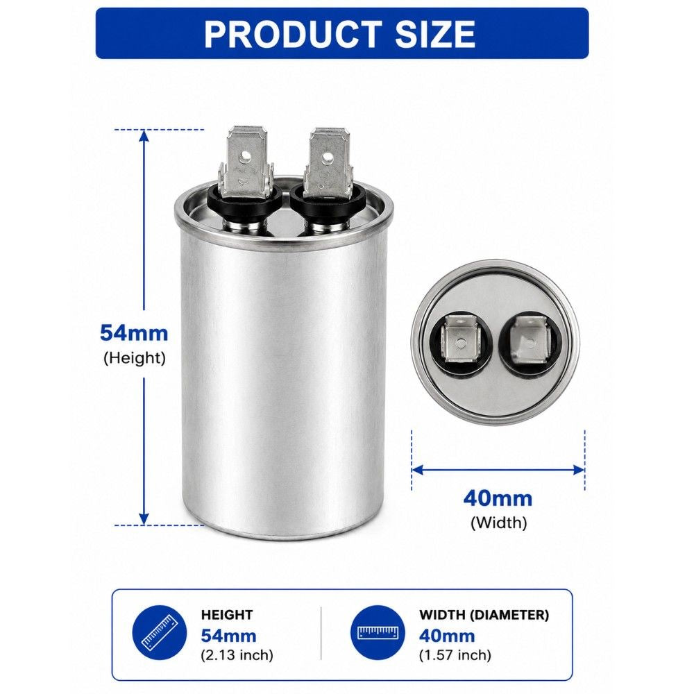 XPC5-450R 5 uF Round Run / Start Capacitor | CBB65 5 uF (MFD) 450 Volts  Parts-O-Matic