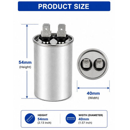 XPC5-450R 5 uF Round Run / Start Capacitor | CBB65 5 uF (MFD) 450 Volts  Parts-O-Matic