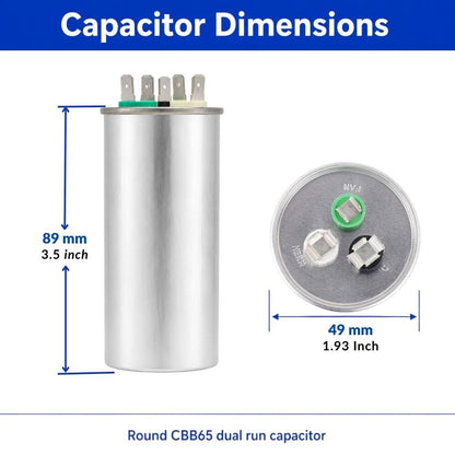 XPDC35X5-450R HVAC ROUND DUAL RUN CAPACITOR | 35+5 MFD 450 Volts  Parts-O-Matic