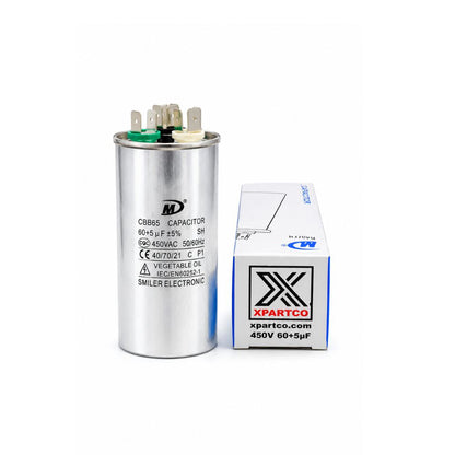 XPDC60X5-450R HVAC ROUND DUAL RUN CAPACITOR | 60+5 MFD 450 Volts  Parts-O-Matic