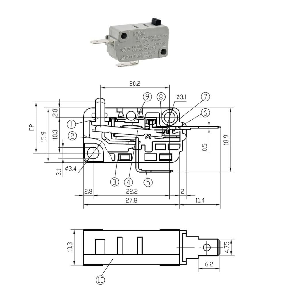 XPG499 Microwave Door Switch (Normally Closed) XPARTCO