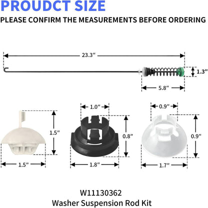 W11130362 Washer Suspension Rod Kit AP6262443, PD00038547, W10780040