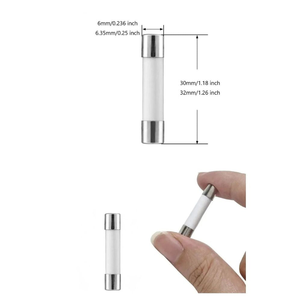 XP25A-SB Ceramic Line Fuse, Slow Blow, 25A - 6.35 x 32 mm  Parts-O-Matic