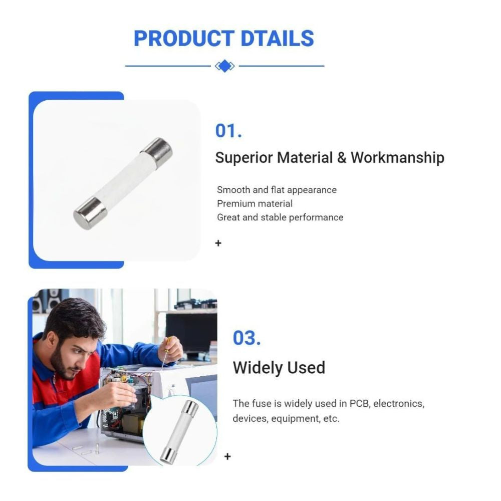 XP25A-SB Ceramic Line Fuse, Slow Blow, 25A - 6.35 x 32 mm  Parts-O-Matic