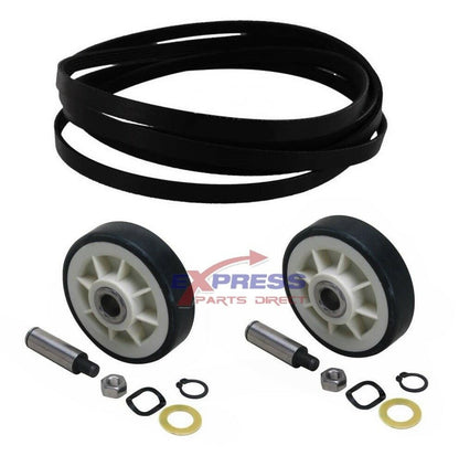 EXP332 Dryer Drum Belt & Drum, Rollers Set Replaces WPY312959, 12001541, WP6-3129480